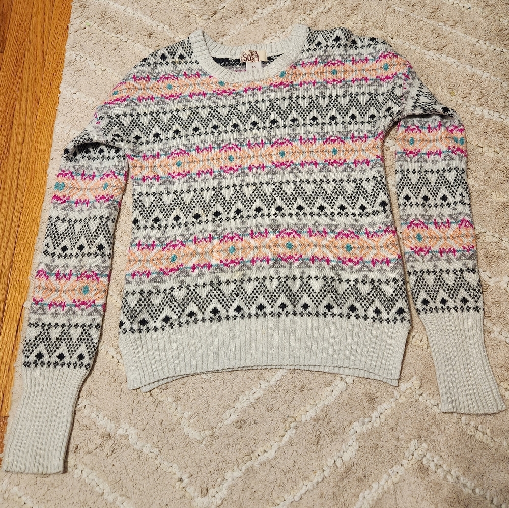 SO Patterned Sweater Size Medium